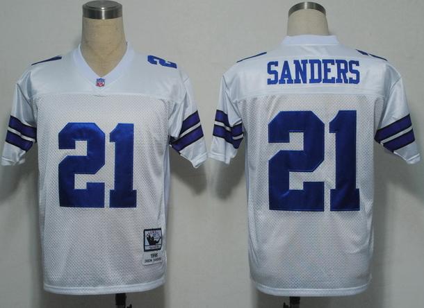 Cheap Dallas Cowboys 21 SANDERS White M&N NFL Jerseys For Sale