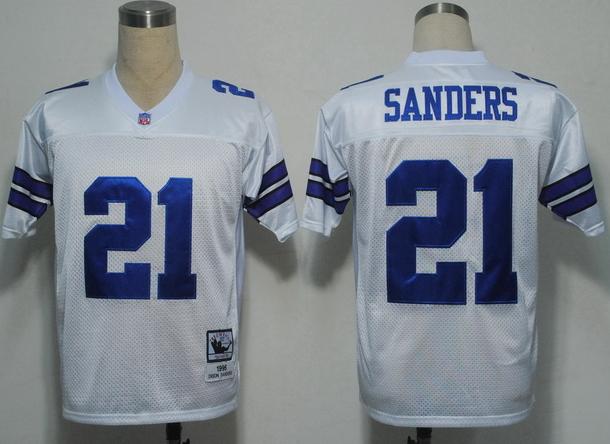 Dallas Cowboys 21 SANDERS White M&N NFL Jerseys