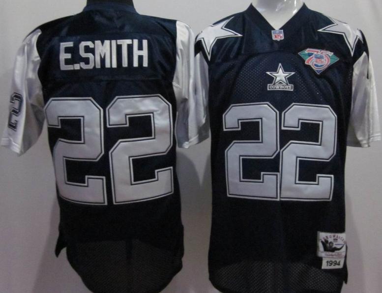 Dallas Cowboys 22 Emmitt Smith 1994 Blue M&N Jersey