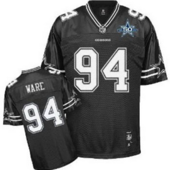 Dallas Cowboys 94 DeMarcus Ware Black Jerseys With 50TH Patch