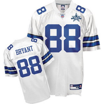 Cheap Dallas Cowboys 88 Dez Bryant White Jerseys With 50TH Patch For Sale