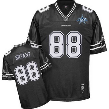 Cheap Dallas Cowboys 88 Dez Bryant Black Jerseys With 50TH Patch For Sale