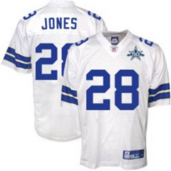 Cheap Dallas Cowboys 28 Felix Jones White Jerseys With 50TH Patch For Sale