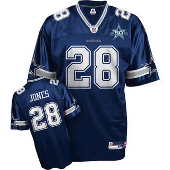 Dallas Cowboys 28 Felix Jones Blue Jerseys With 50TH Patch