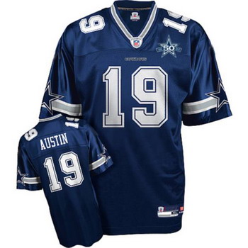 Cheap Dallas Cowboys 19 Miles Austin Blue Jerseys With 50TH Patch For Sale