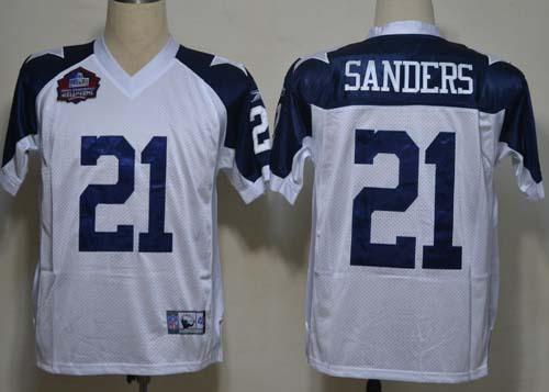 Cheap Dallas Cowboys 21 Deion Sanders White Thankgivings Hall of Fame Class NFL Jersey For Sale