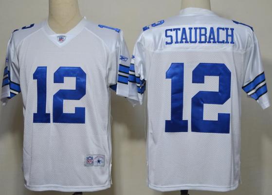 Dallas Cowboys 12 R Staubach White NFL Jerseys