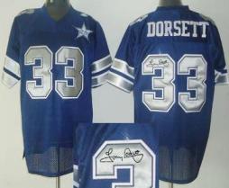 Cheap Dallas Cowboys 33 Tony Dorsett Blue 25TH Patch Throwback M&N Signed NFL Jerseys For Sale