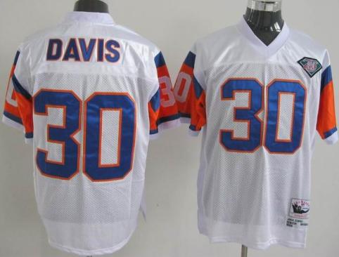 Cheap Denver Broncos 30 Terrell Davis White 75th Throwback Jersey For Sale