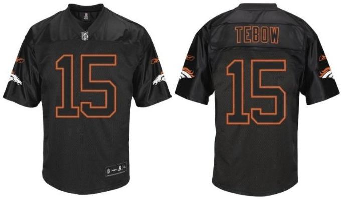 Denver Broncos 15 Tim Tebow Black Jersey New Style