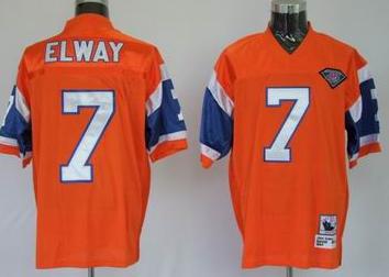 Cheap Denver Broncos 7 John Elway Throwback Orange Jersey with 75th Patch For Sale