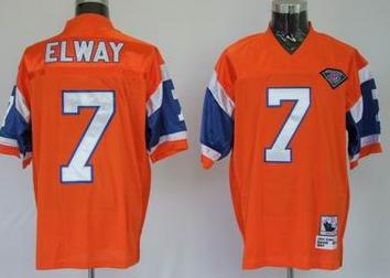 Denver Broncos 7 John Elway Throwback Orange Jersey with 75th Patch