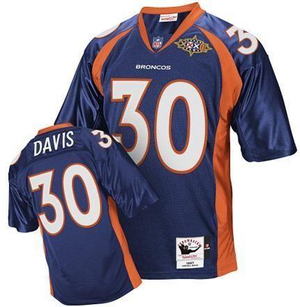 Denver Broncos 30 Terrell Davis Blue Throwback Jersey
