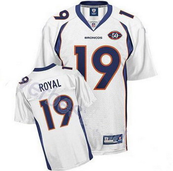 Denver Broncos Eddie Royal 19 White Jersey with 50TH Anniversary Patch