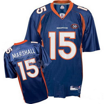 Denver Broncos Brandon Marshall 15 Blue Jersey 50TH Anniversary Patch