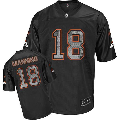 Cheap Denver Broncos #18 Peyton Manning Sideline Black NFL Jerseys For Sale