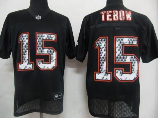 Cheap Denver Broncos 15 Tebow Black United Sideline Jerseys For Sale