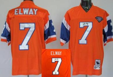 Cheap Denver Broncos 7 John Elway Orange Throwback M&N Signed NFL Jerseys For Sale