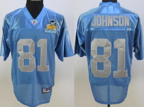 Cheap Detroit Lions #81 Calvin Johnson Blue Premier Alternate Jersey For Sale