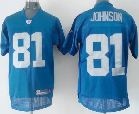 Cheap Detroit Lions 81# Calvin Johnson Blue NFL Jerseys 2011 New For Sale