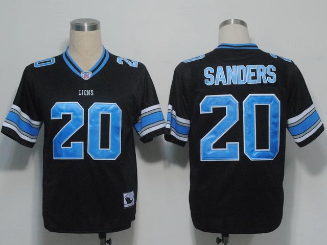 Detroit Lions 20 Sanders Black M&N NFL Jerseys
