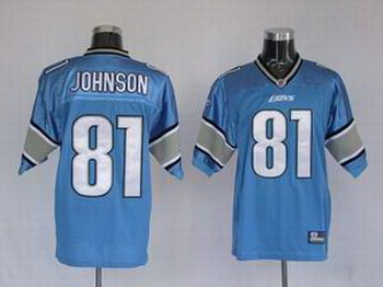 Cheap jerseys Detroit Lions 81 Calvin Johnson blue Authentic Jerseys 2009 For Sale
