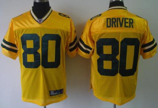 Cheap Green Bay Packers 80 Driver Yellow NFL Jerseys For Sale
