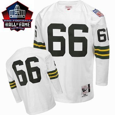 Green Bay Packers 66 Ray Nitschke White Long Sleeve Hall Of Fame Class Jersey