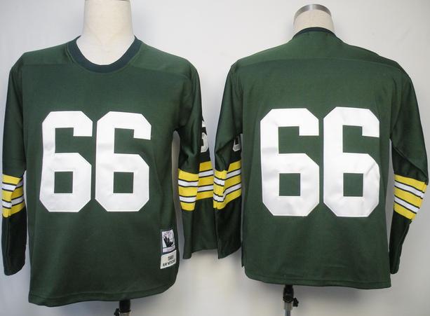 Cheap Green Bay Packers 66 NITSCHKE Green M&N Jersey Long Sleeve For Sale