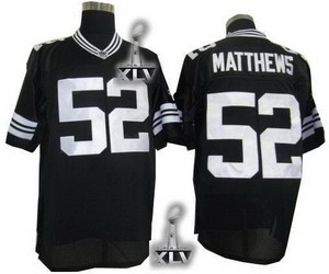 Cheap Green Bay Packers 52 Clay Matthews 2011 super bowl black jerseys For Sale
