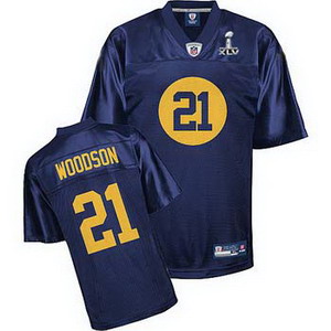 Cheap Green Bay Packers 21 Charles Woodson Blue Super Bowl XLV Jerseys For Sale