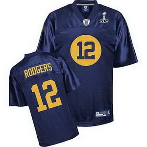Cheap Green Bay Packers 12 Aaron Rodgers Blue Super Bowl XLV Jerseys For Sale