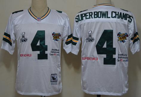 Green Bay Packers 4 Superbowl Champs White NFL Jersey