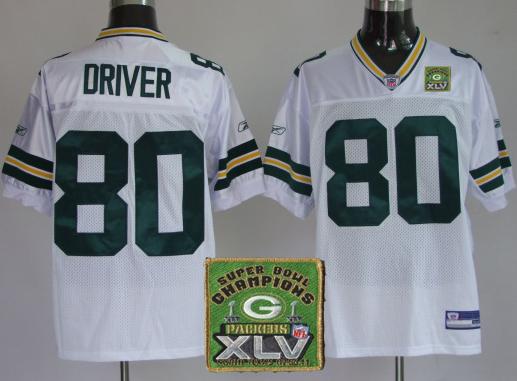 Cheap Green Bay Packers 80 Donald Driver White 2011 SuperBowl Champions Patch Jerseys For Sale