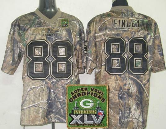 Cheap Green Bay Packers 88 Finley Camo 2011 SuperBowl Champions Patch Jerseys For Sale