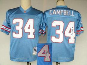 Cheap Houston Oilers 34 Earl Campbell Blue Throwback M&N Signed NFL Jerseys For Sale