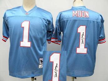 Cheap Houston Oilers 1 Warren Moon Blue Throwback M&N Signed NFL Jerseys For Sale