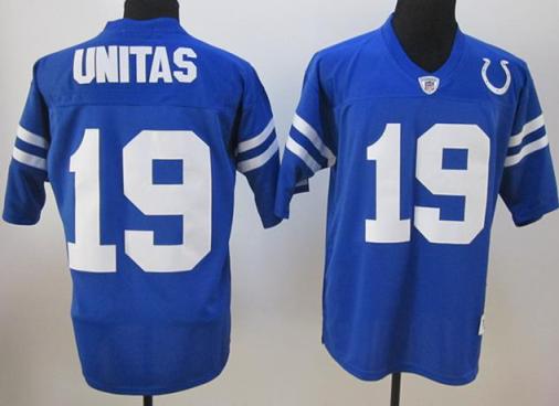 Indianapolis Colts 19 Johnny Unitas Blue Throwback Jerseys