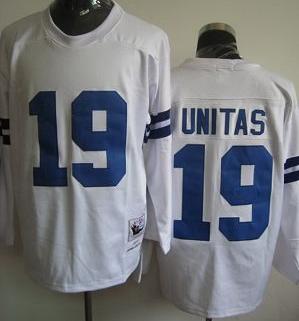 Indianapolis Colts 19 Johnny Unitas White M&N Long Sleeve Jersey
