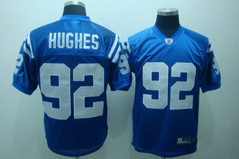 Cheap Indianapolis Colts 92 Hughes Blue Jerseys For Sale