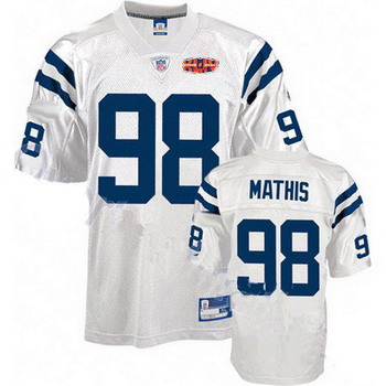 Cheap Indianapolis Colts Robert Mathis 98 White Super Bowl XLIV Jersey For Sale