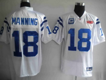 Super bowl Indianapolis Colts 18 Peyton Manning White Jerseys