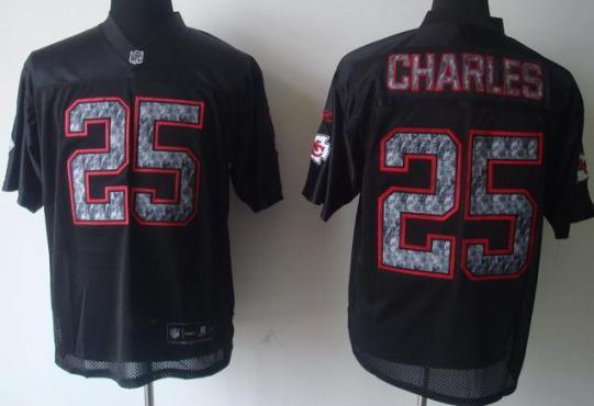 Cheap Kansas City Chiefs 25 Jamaal Charles Black United Sideline Jerseys For Sale
