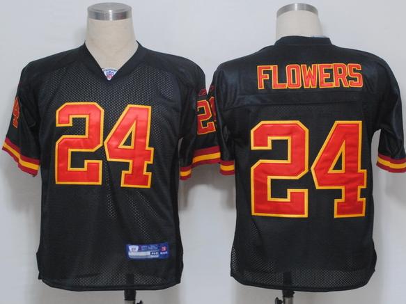 Cheap Kansas City Chiefs 24 Flowers Black NFL Jerseys For Sale