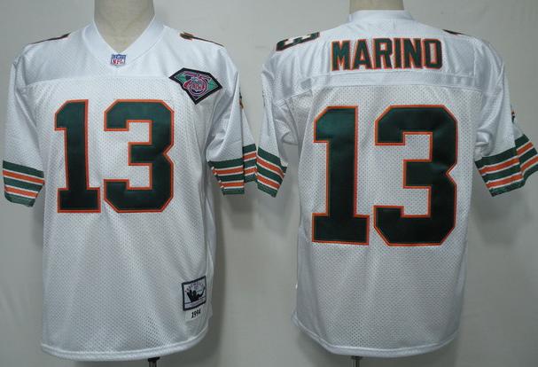 Miami Dolphins 13 Marino 75th Throwback White Jersey