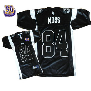 Cheap Randy Moss 84 Minnesota Vikings black Jersey 50th patch For Sale
