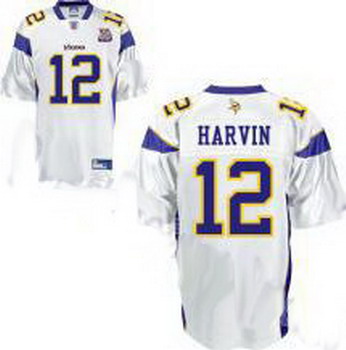 Cheap Minnesota Vikings Percy Harvin 12 White Jersey 50th Anniversary Patch For Sale
