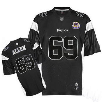Cheap Minnesota Vikings Jared Allen 69 Black Jersey 50th Anniversary Patch For Sale