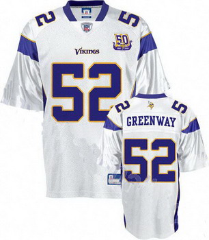 Cheap Minnesota Vikings Chad Greenway 52 White Jersey 50th Anniversary Patch For Sale