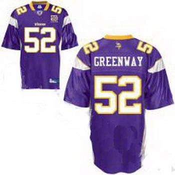 Cheap Minnesota Vikings Chad Greenway 52 Purple Jersey 50th Anniversary Patch For Sale
